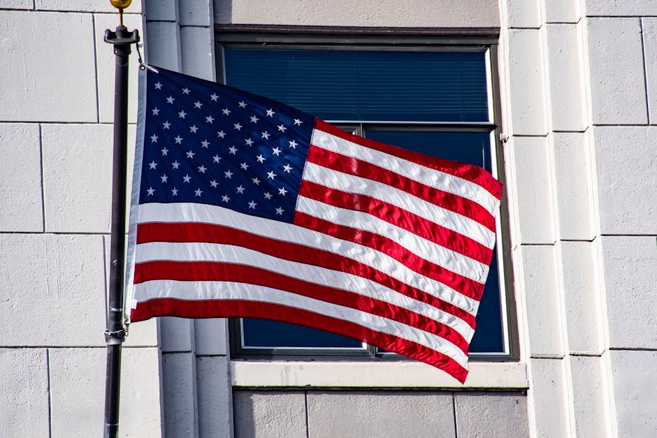 Pentagon building with American flag