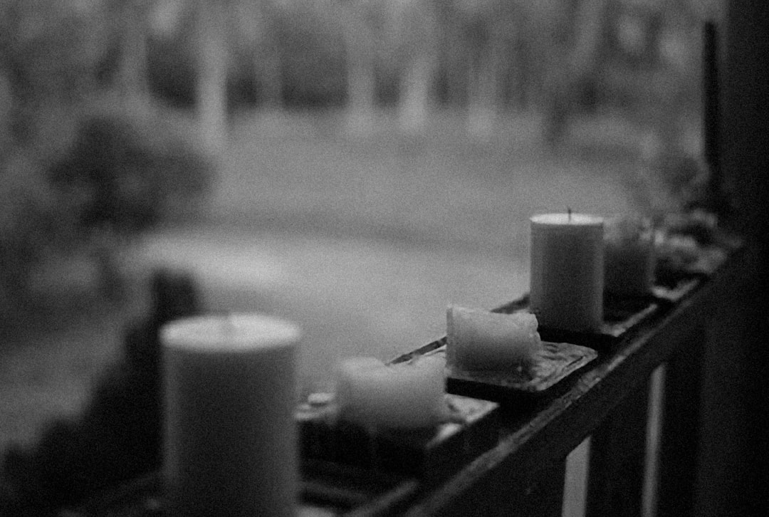 memorial candles and photos