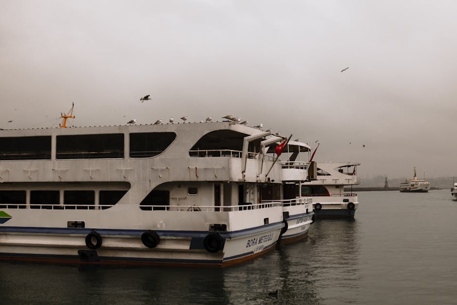 Gökçeada feribot limanı ve sakin hava koşulları