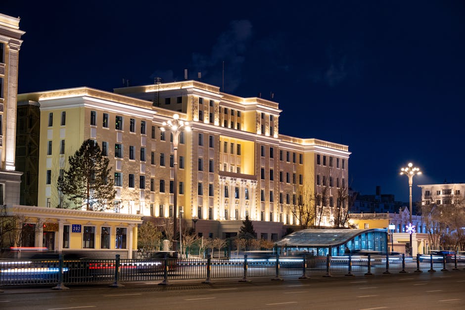 local government office building at night